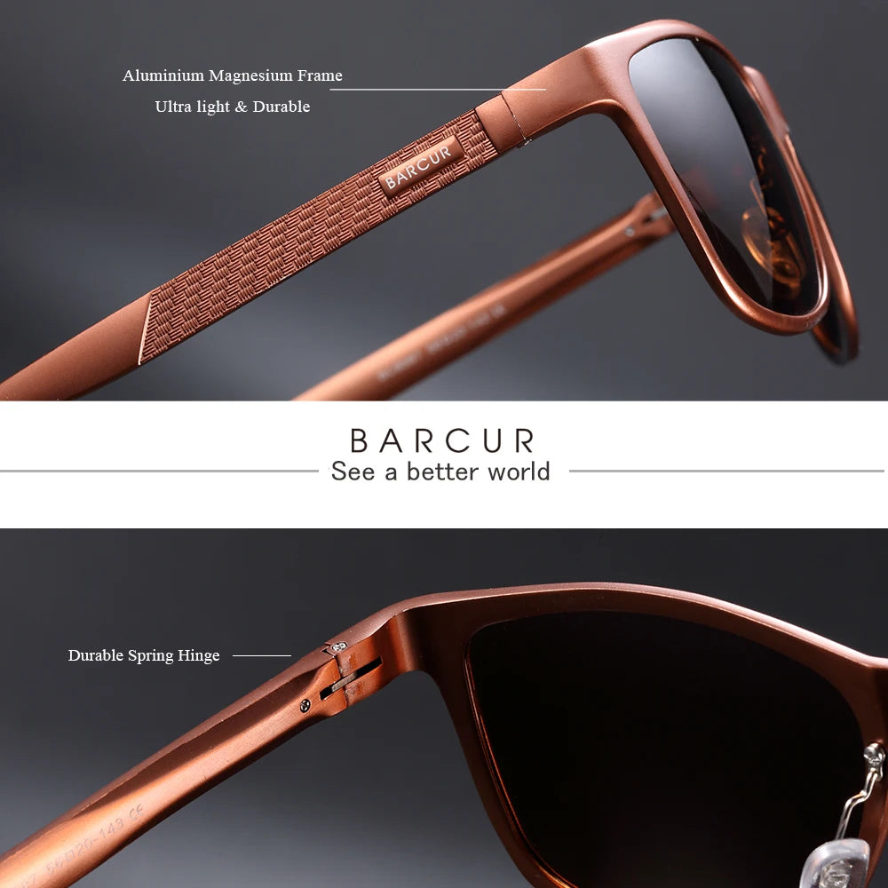 BARCUR Aluminum Men Sunglasses Polarized Male Sun Glasses For Men Women Eyewear Accessories
