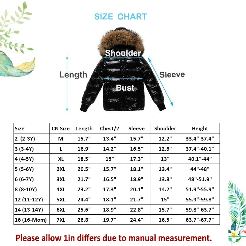 Fashion winter coat Children's jacket for baby boys girls clothes Warm kids clothes waterproof thicken snow wear 2-16Y