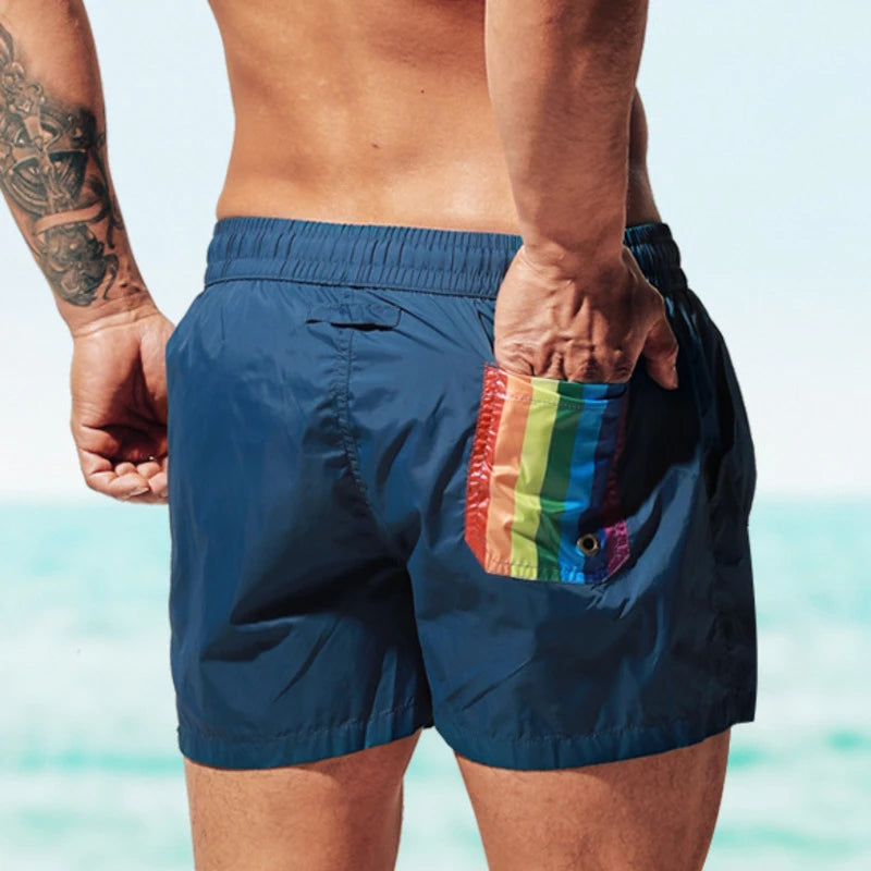 DESMIIT Waterproof Board Shorts Swim Shorts Men Swimwear Mens Swimming Trunks Beach Boardshorts Surfing Bathing Suit Sport Short