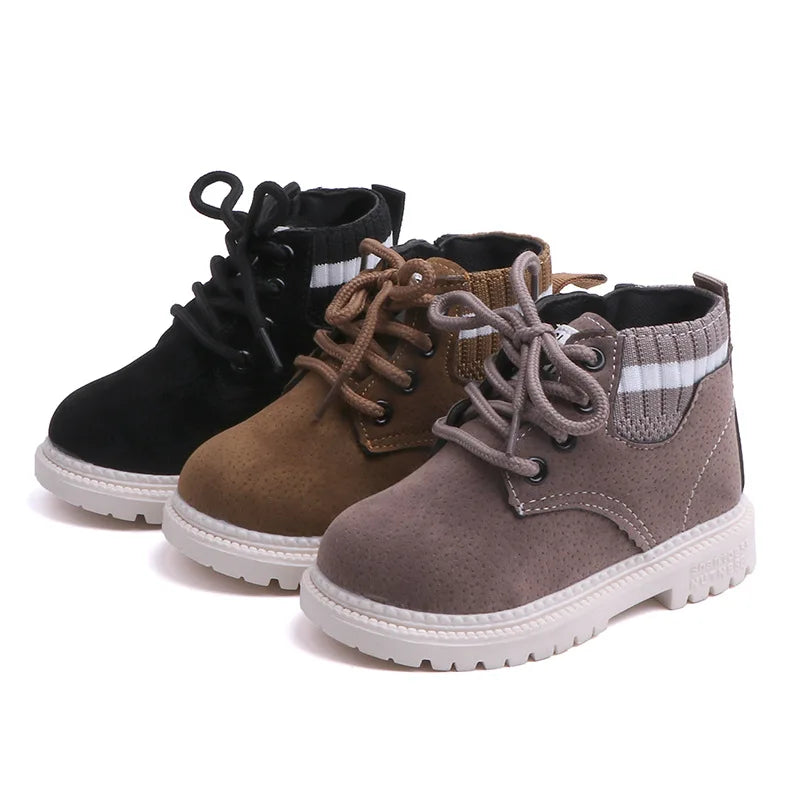Children's Casual Shoes Autumn Winter Snow Boots Boys Shoes Fashion Leather Soft Antislip Girls Boots 21-30 Sport Running Shoes