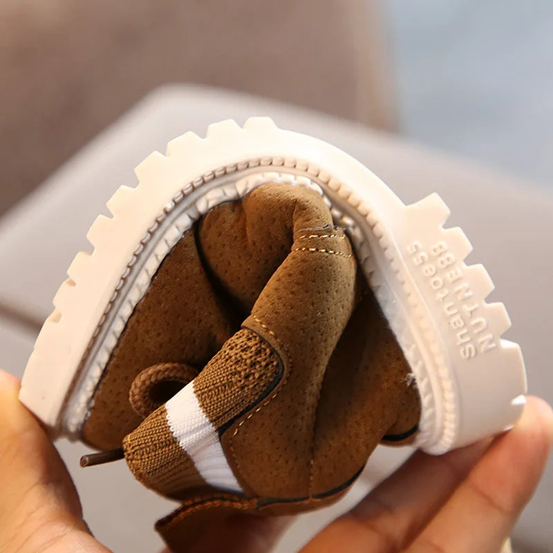 Children's Casual Shoes Autumn Winter Snow Boots Boys Shoes Fashion Leather Soft Antislip Girls Boots 21-30 Sport Running Shoes