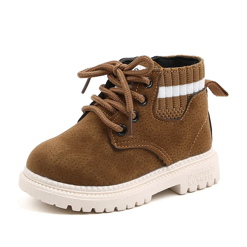 Children's Casual Shoes Autumn Winter Snow Boots Boys Shoes Fashion Leather Soft Antislip Girls Boots 21-30 Sport Running Shoes
