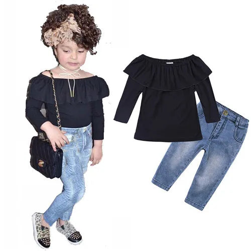 Girls Clothing Sets 2025 Summer New Children Girls Clothing Sets Kids Strapless Striped bowknot top + pants Suit Clothes TZ528