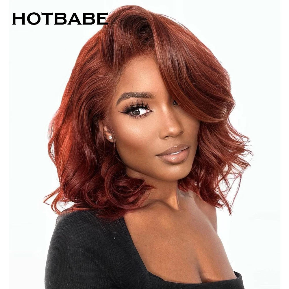 Ginger Orange Color 13x6 Transparent Lace Front Wigs Body Wave Lace Frontal Wigs Brazilian Pre Plucked Curly Human Hair Wigs