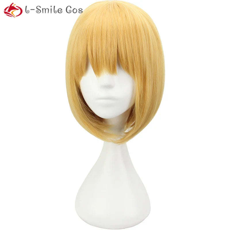 Wigs M Mihael Keehl Short Yellow Heat Resistant Hair Pelucas Cosplay Costume Wigs + Wig Cap