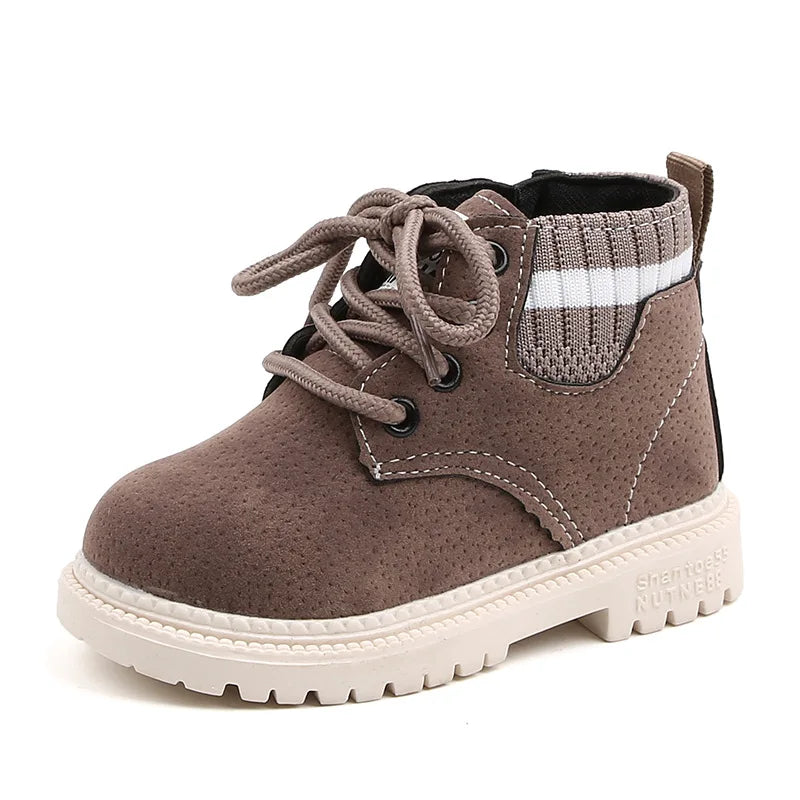 Children's Casual Shoes Autumn Winter Snow Boots Boys Shoes Fashion Leather Soft Antislip Girls Boots 21-30 Sport Running Shoes