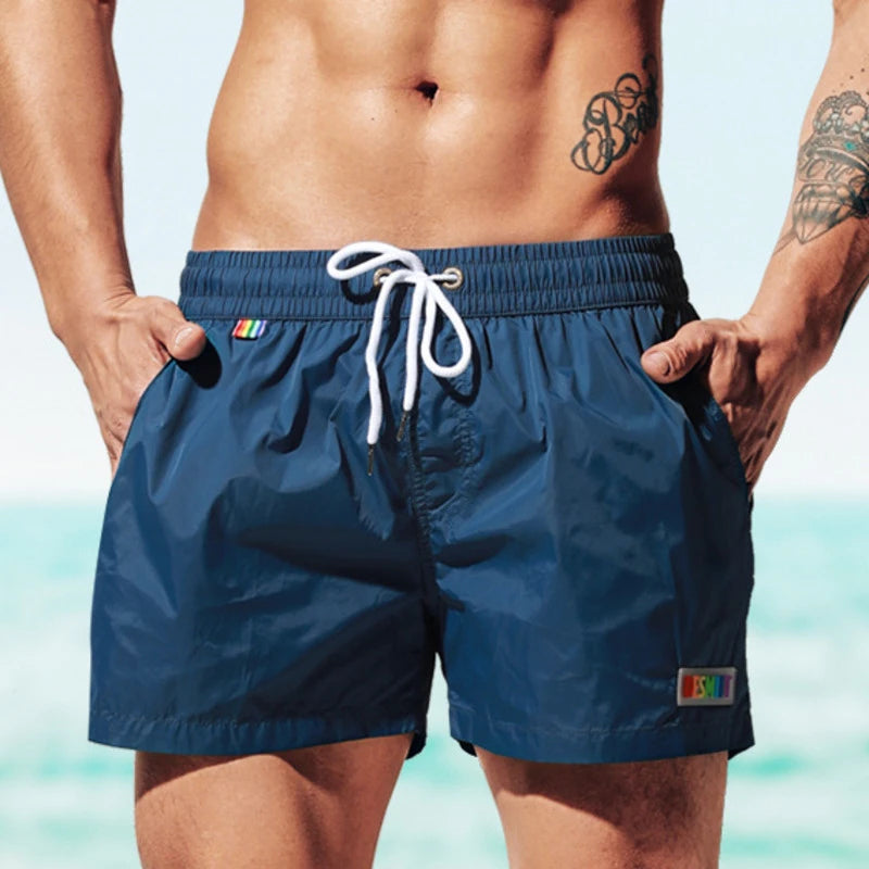 DESMIIT Waterproof Board Shorts Swim Shorts Men Swimwear Mens Swimming Trunks Beach Boardshorts Surfing Bathing Suit Sport Short