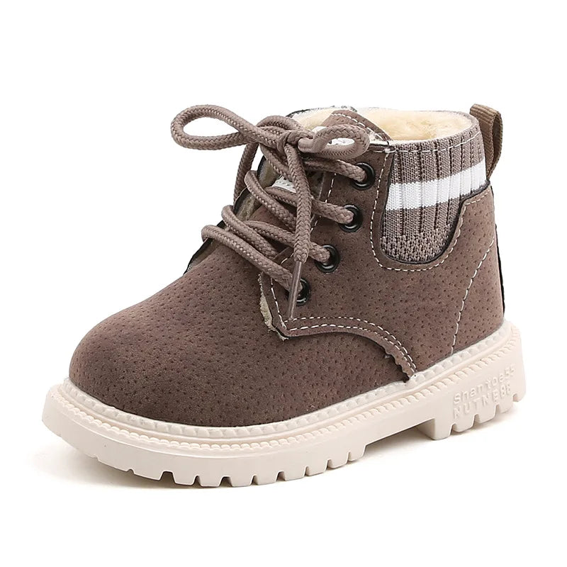 Children's Casual Shoes Autumn Winter Snow Boots Boys Shoes Fashion Leather Soft Antislip Girls Boots 21-30 Sport Running Shoes