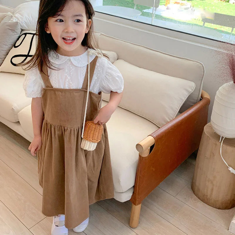 Girls' clothing embroidered doll collar top