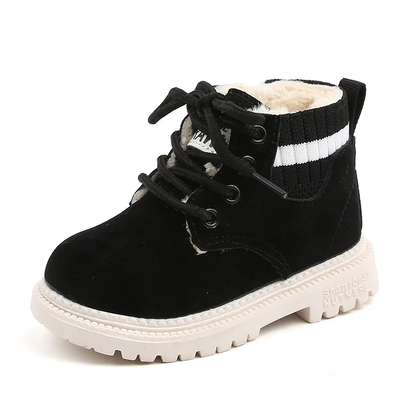 Children's Casual Shoes Autumn Winter Snow Boots Boys Shoes Fashion Leather Soft Antislip Girls Boots 21-30 Sport Running Shoes
