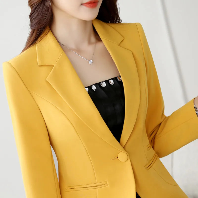 Naviu High-Quality Blazer Straight and Smooth Jacket Office Lady Style Coat Business Formal Wear Candy Color Heavy Tops