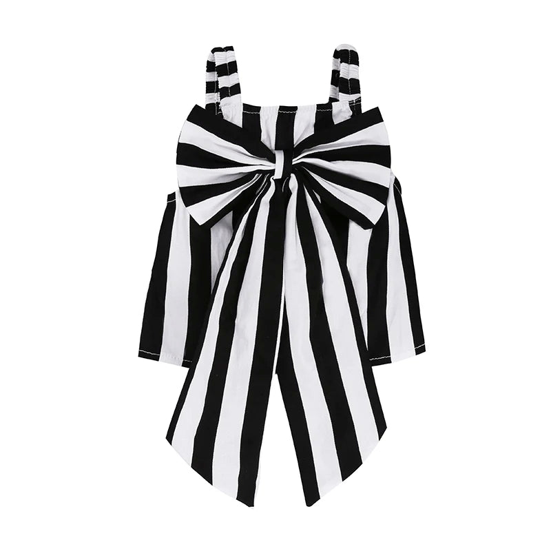 Girls Clothing Sets 2025 Summer New Children Girls Clothing Sets Kids Strapless Striped bowknot top + pants Suit Clothes TZ528