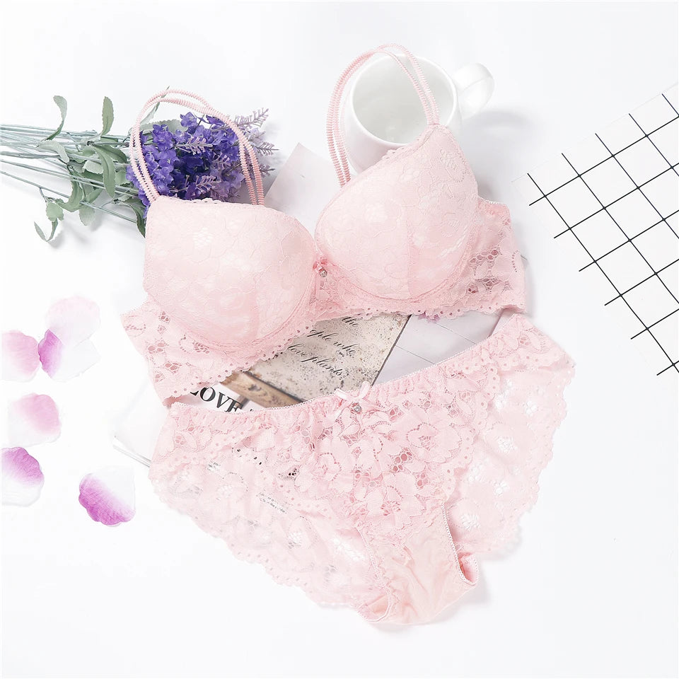 Lingerie Sexy Bra Set Women Push Up Lenceria Mujer Femme Underwire Langerie Girl Bralette Bras And Panty Feminina Lace Underwe