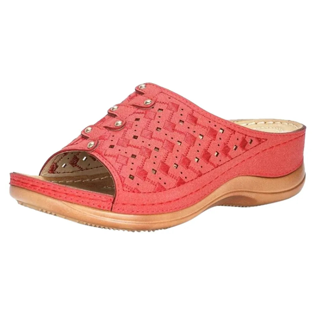 Women Heeled Sandals Soft Comfortable Beach Shoes Thick Sole Large Size Casual Slippers
