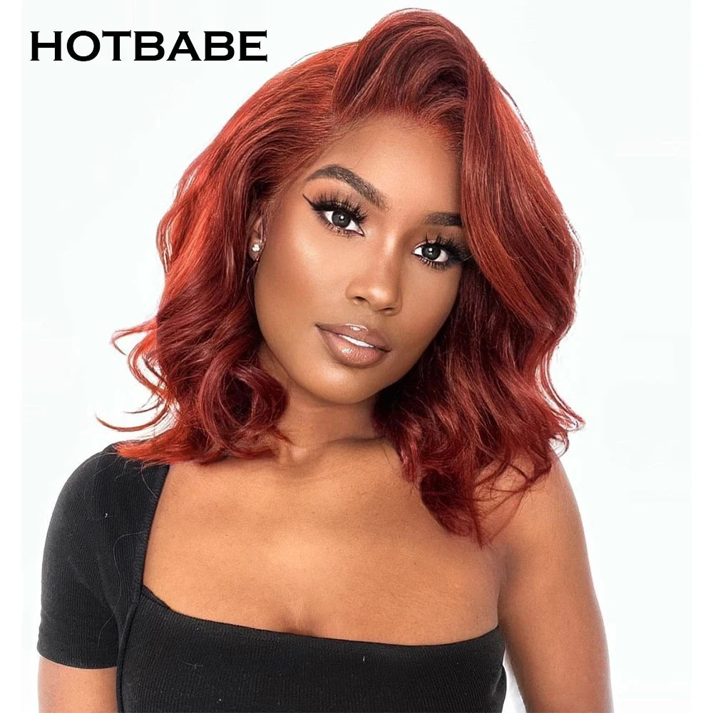 Ginger Orange Color 13x6 Transparent Lace Front Wigs Body Wave Lace Frontal Wigs Brazilian Pre Plucked Curly Human Hair Wigs