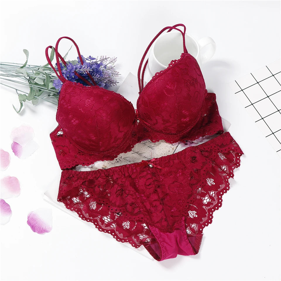 Lingerie Sexy Bra Set Women Push Up Lenceria Mujer Femme Underwire Langerie Girl Bralette Bras And Panty Feminina Lace Underwe