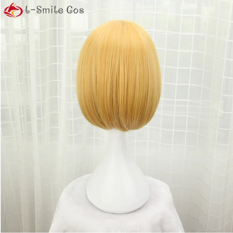 Wigs M Mihael Keehl Short Yellow Heat Resistant Hair Pelucas Cosplay Costume Wigs + Wig Cap