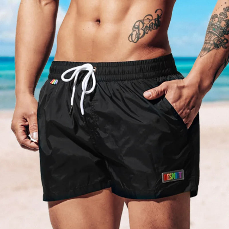 DESMIIT Waterproof Board Shorts Swim Shorts Men Swimwear Mens Swimming Trunks Beach Boardshorts Surfing Bathing Suit Sport Short