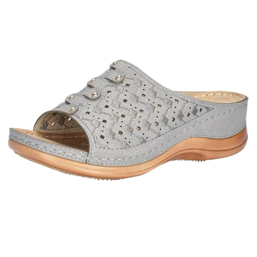 Women Heeled Sandals Soft Comfortable Beach Shoes Thick Sole Large Size Casual Slippers