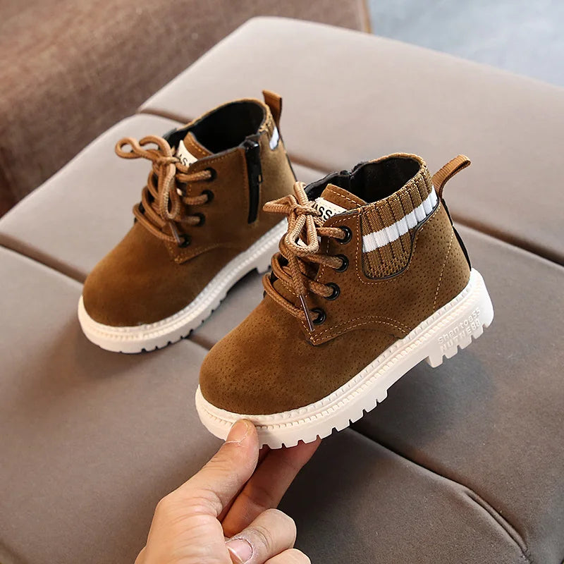 Children's Casual Shoes Autumn Winter Snow Boots Boys Shoes Fashion Leather Soft Antislip Girls Boots 21-30 Sport Running Shoes