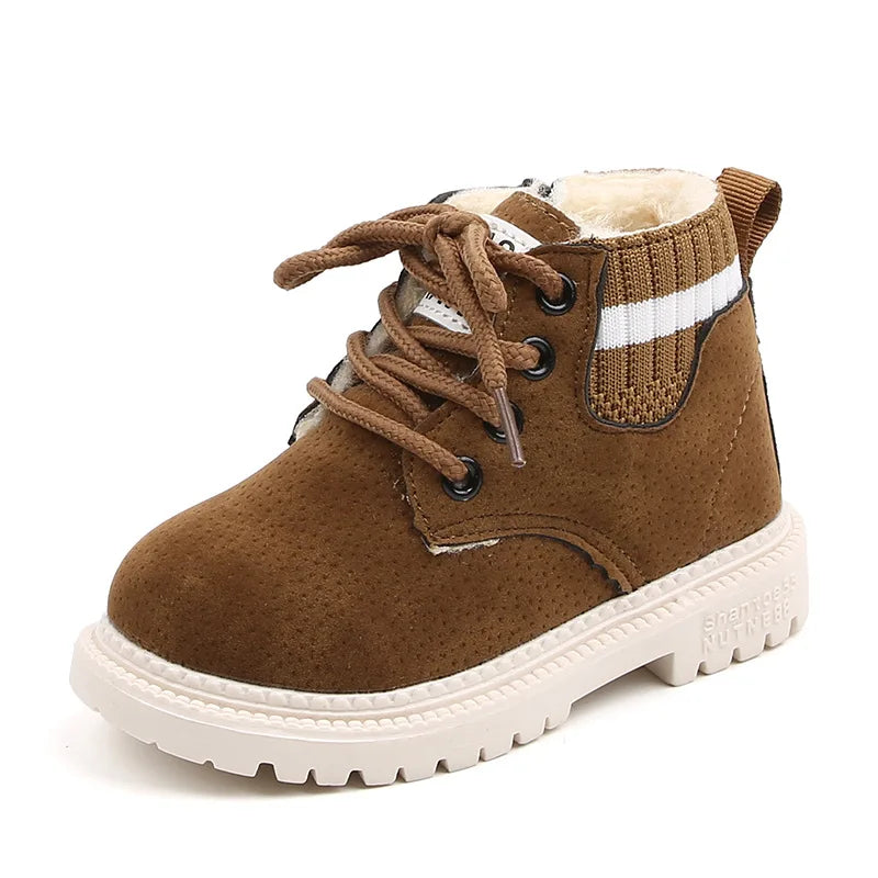 Children's Casual Shoes Autumn Winter Snow Boots Boys Shoes Fashion Leather Soft Antislip Girls Boots 21-30 Sport Running Shoes