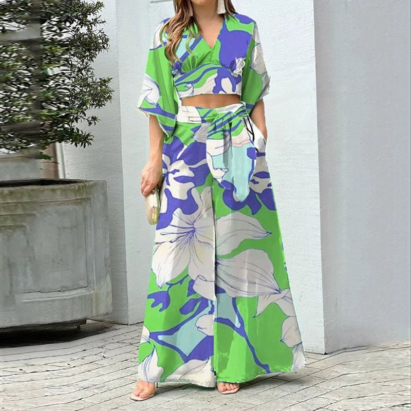 Summer Fashion Two-Piece Suit Fall Fashion Sexy Minimalist Sling Bell-Bottom Pants Suit