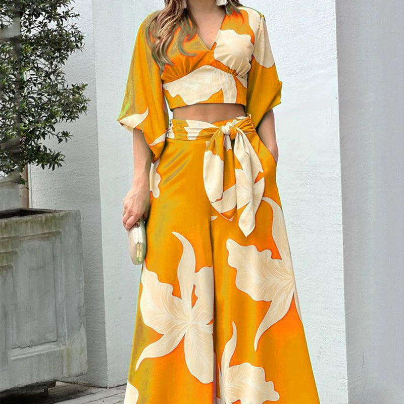 Summer Fashion Two-Piece Suit Fall Fashion Sexy Minimalist Sling Bell-Bottom Pants Suit