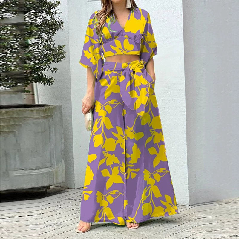 Summer Fashion Two-Piece Suit Fall Fashion Sexy Minimalist Sling Bell-Bottom Pants Suit