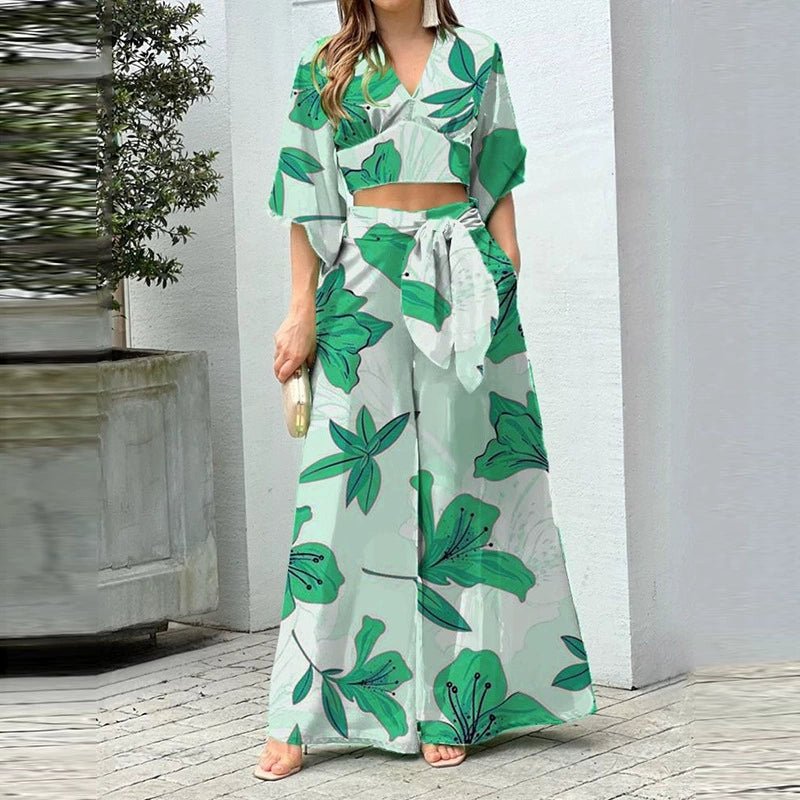 Summer Fashion Two-Piece Suit Fall Fashion Sexy Minimalist Sling Bell-Bottom Pants Suit