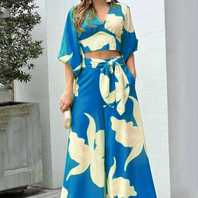 Summer Fashion Two-Piece Suit Fall Fashion Sexy Minimalist Sling Bell-Bottom Pants Suit