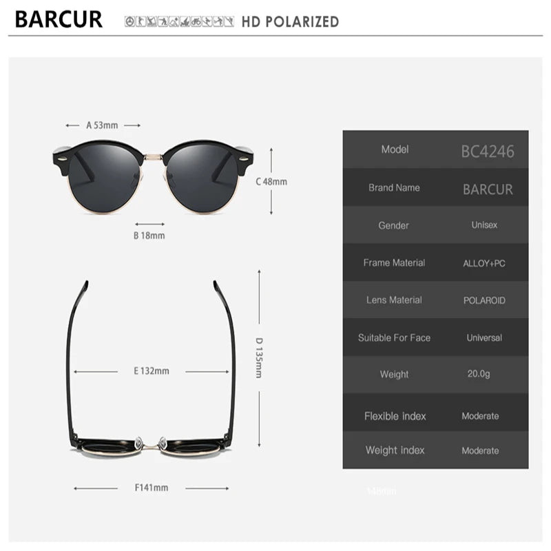 BARCUR Women Sun Glasses Men Sunglasses Polarized Shades Female Oculos Lunette De Soleil Femme