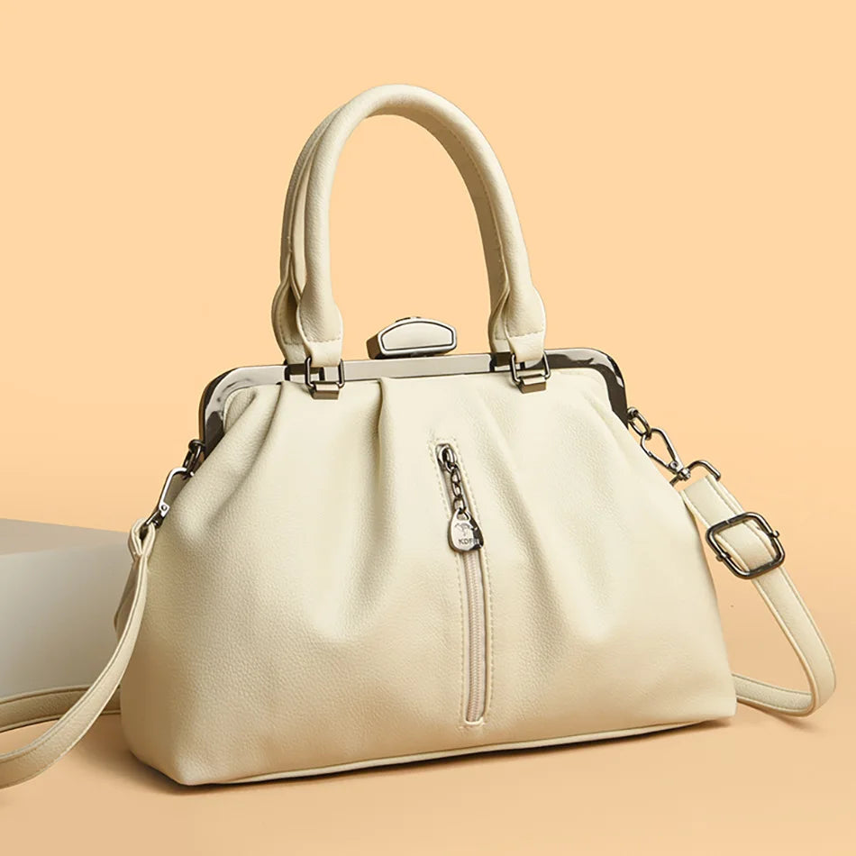 Large-capacity casual cross-body handbag 2025 new niche design new European and American fashion bag pleated simple one-shoulder
