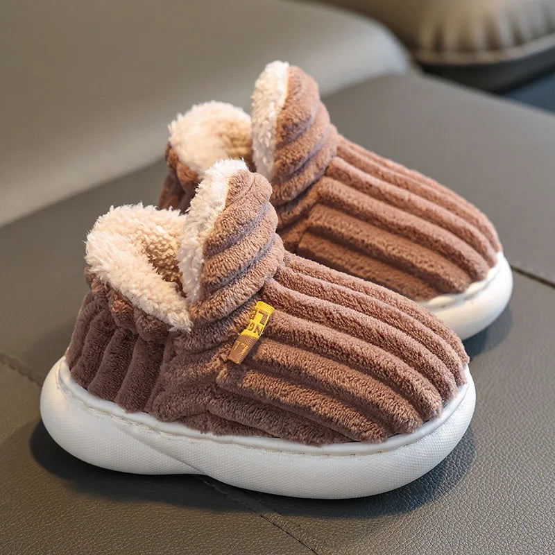 Children's Winter Plush Warm Slippers Kids Shoes Girls Boys Shoes Home Non-slip Snow Boots Student Cotton Shoes 1-10 Years