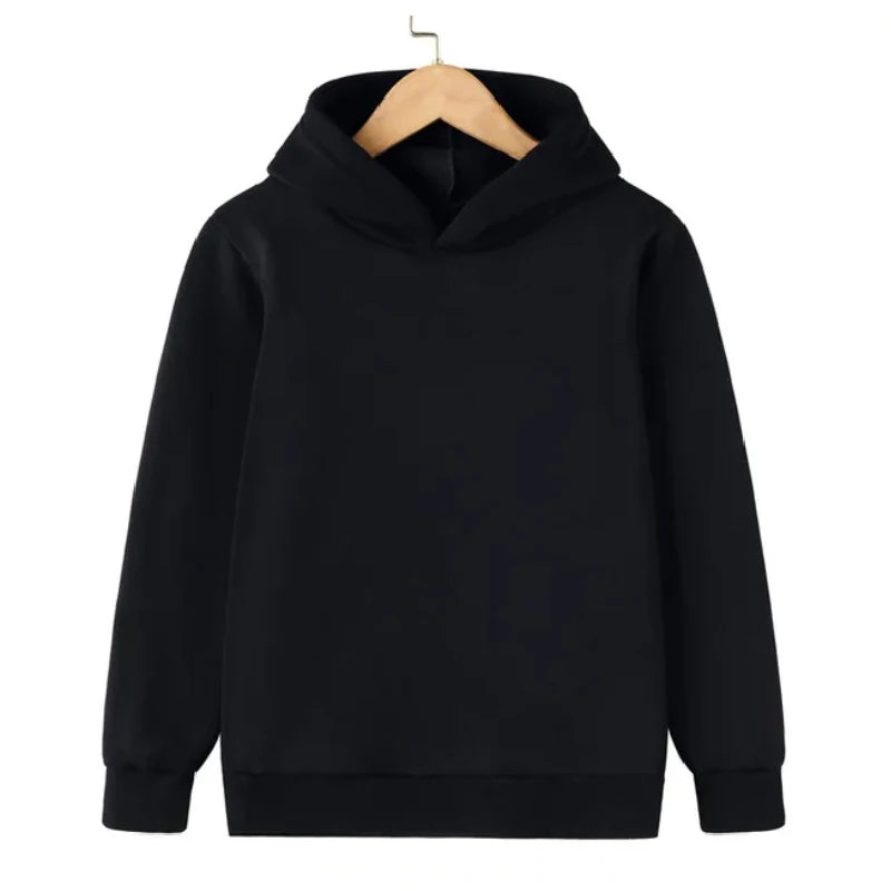 Child Sweatshirt Black Kids Clothes Autumn and Winter Children's Pullover Sweater with Fleece Hoodie Casual Children's Hoodie