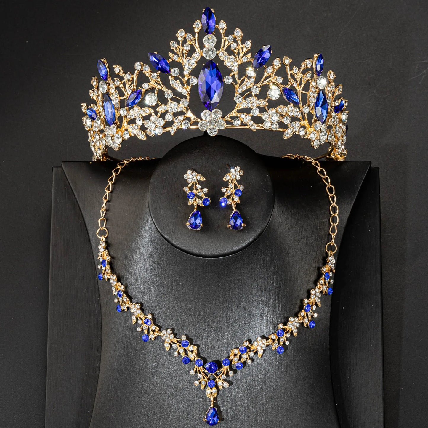 High Quality Fashion Crystal Wedding Bridal Jewelry Sets Women Bride Tiara Crowns Earring Necklace Wedding Jewelry Accessories