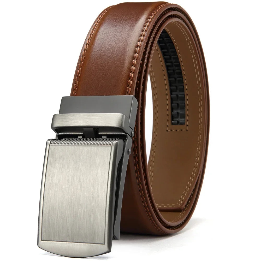 Mens Leather Belt Multiple Automatic Available Belts Leisure Fashion Ratchet Belts for Men Pants Waistband