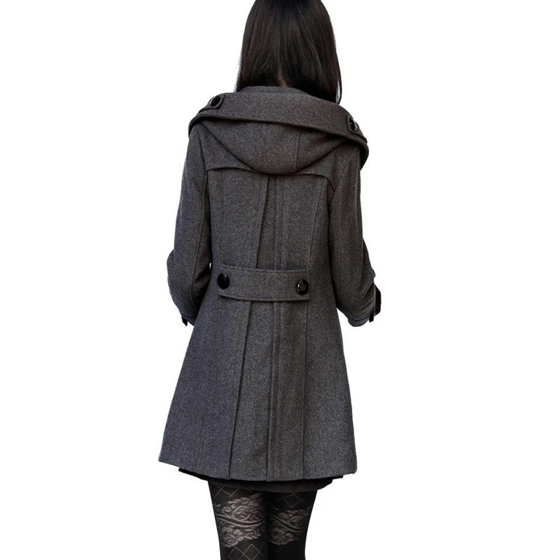 Chic Winter Coats and Jackets Women 2025 Winter Hooded Woolen Coat Wool Windbreaker Double-breasted Maxi Jacket Y2k Streetwear