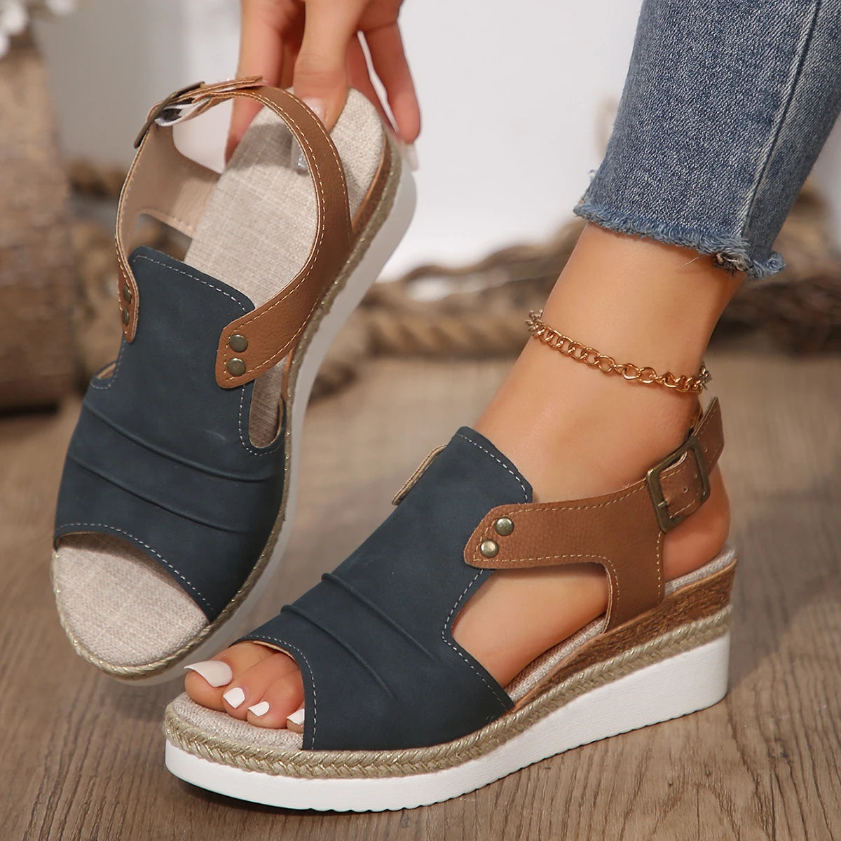 Women's Sandals Peep Toe Heels Sandals For Summer 2025 Wedges Heeled Sandals Shoes Woman Platform Footwear Summer Shoes Women