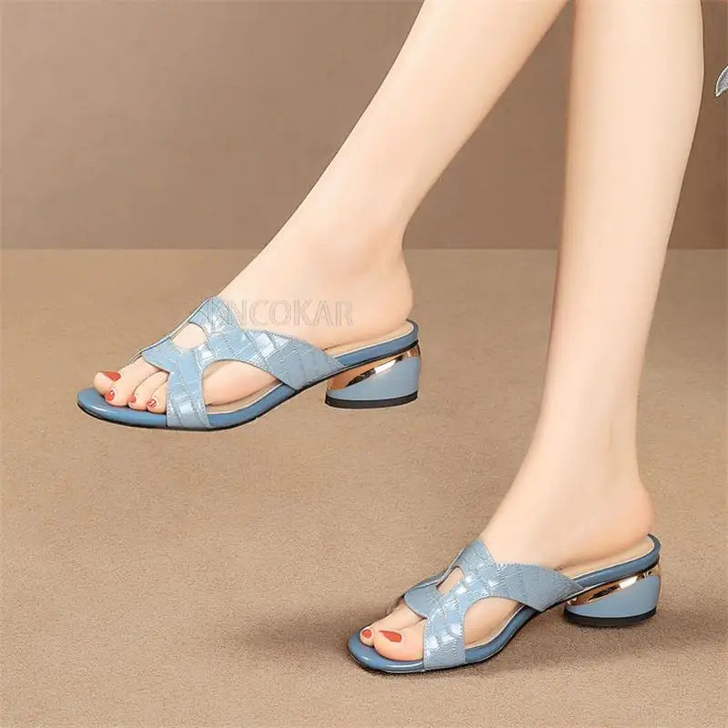 New Women's Slippers Women Shoes 2022 Summer Peep Toe Sandals Fashion Pumps Ladies Dress Wedding High Heels Shoes Female Slides