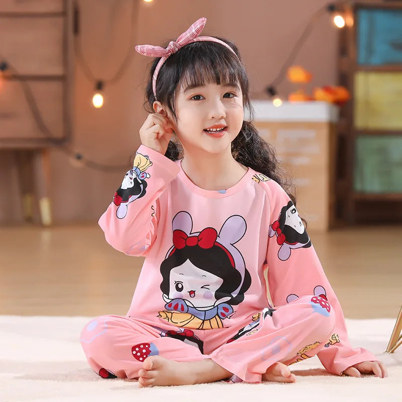 Spiderman Pyjama Marvel Children's Pajamas Set Boys Spring and Autumn Long-sleeved Cartoon Baby Pajama Girls Sleepwear