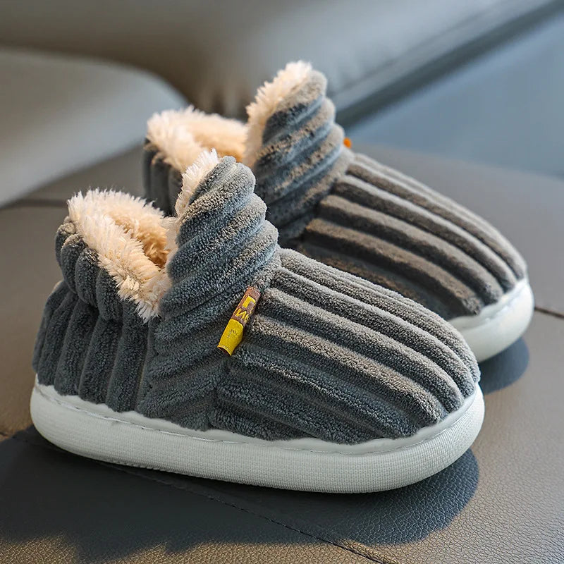 Children's Winter Plush Warm Slippers Kids Shoes Girls Boys Shoes Home Non-slip Snow Boots Student Cotton Shoes 1-10 Years