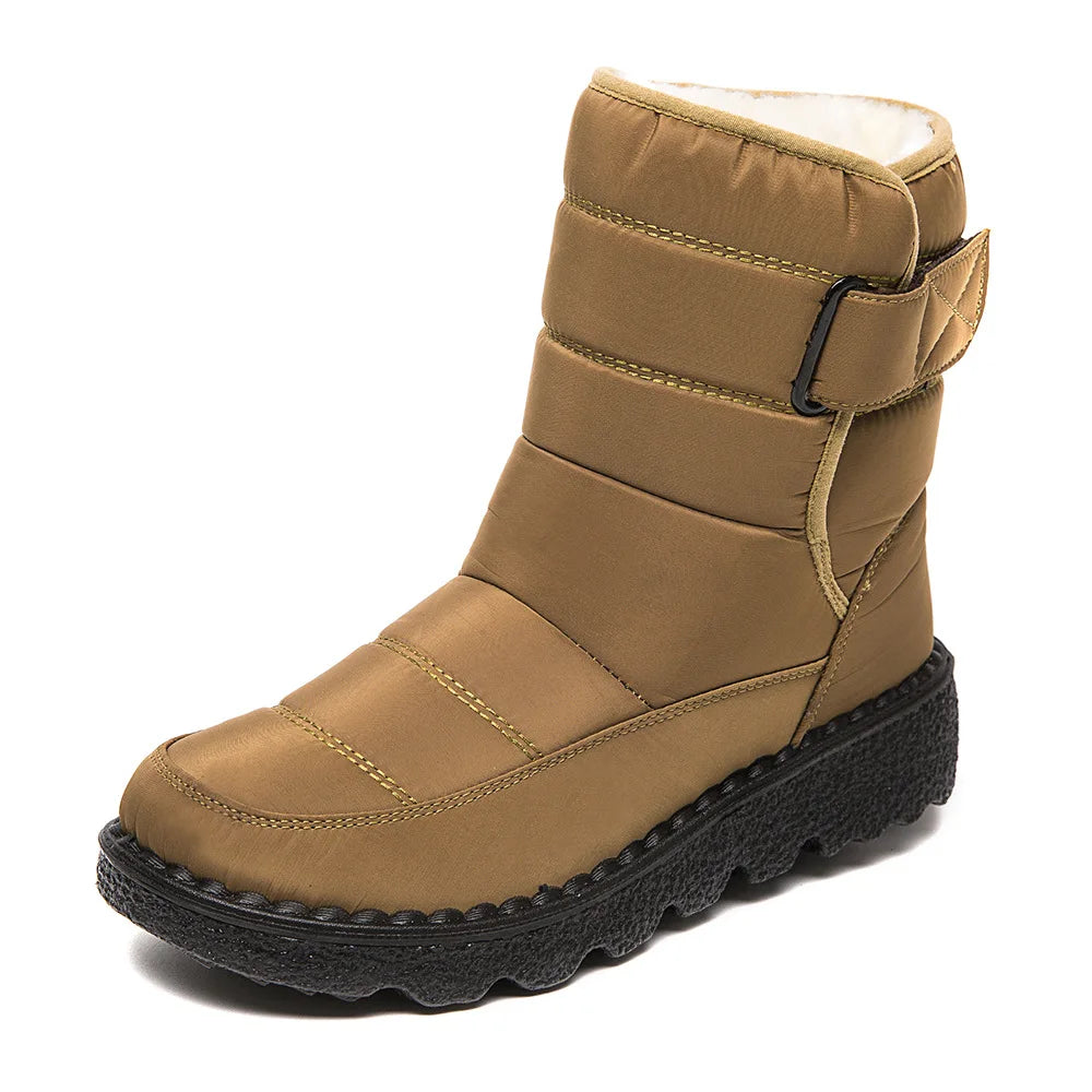 2025 Women's Snow Boots Women Winter Shoes Keep Warm Plush Fashion Ladies Outdoor Non-slip Waterproof Mid Calf Boots Femme