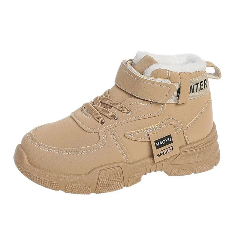 2025 Winter New Children's Boots Boys Plus Cashmere Thicken Warm Snow Boots Girls Fashion Non-slip Outdoor Boots Student Shoes