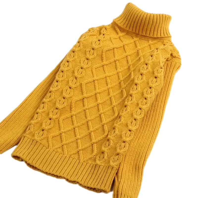 Autumn Winter Boys Clothing Teen Girls Sweater Kids Fashion Turtleneck Sweater Family Matching Pullovers Outwear Knit Clothing