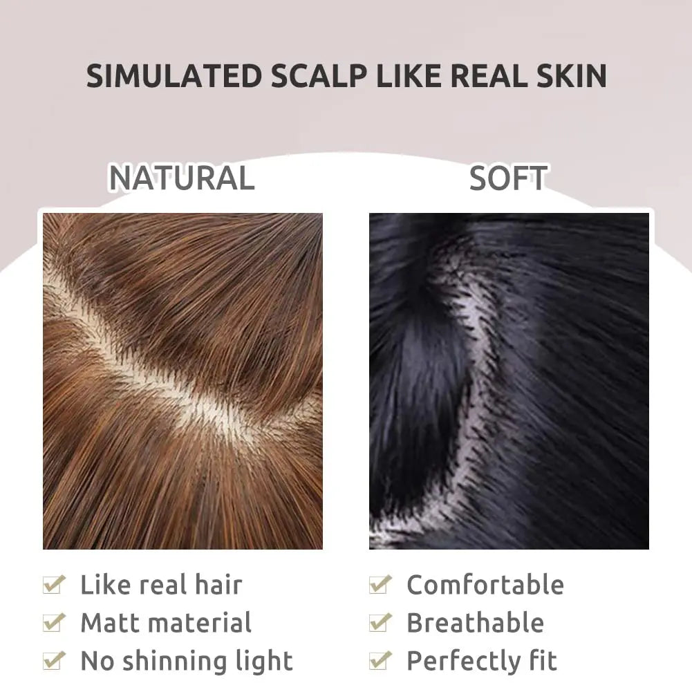 Wig with Bangs Darkest Brown Short Straight Wigs for Women Shoulder Length Heat Resistant Synthetic Natural Color Wigs