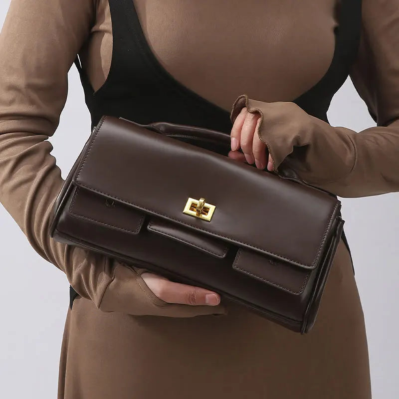 2025 New Luxury Design Top-Handle Bag For Women Evening Handbag Long Purse Solid Color Pu Shoulder Bags Fashionable Outfits