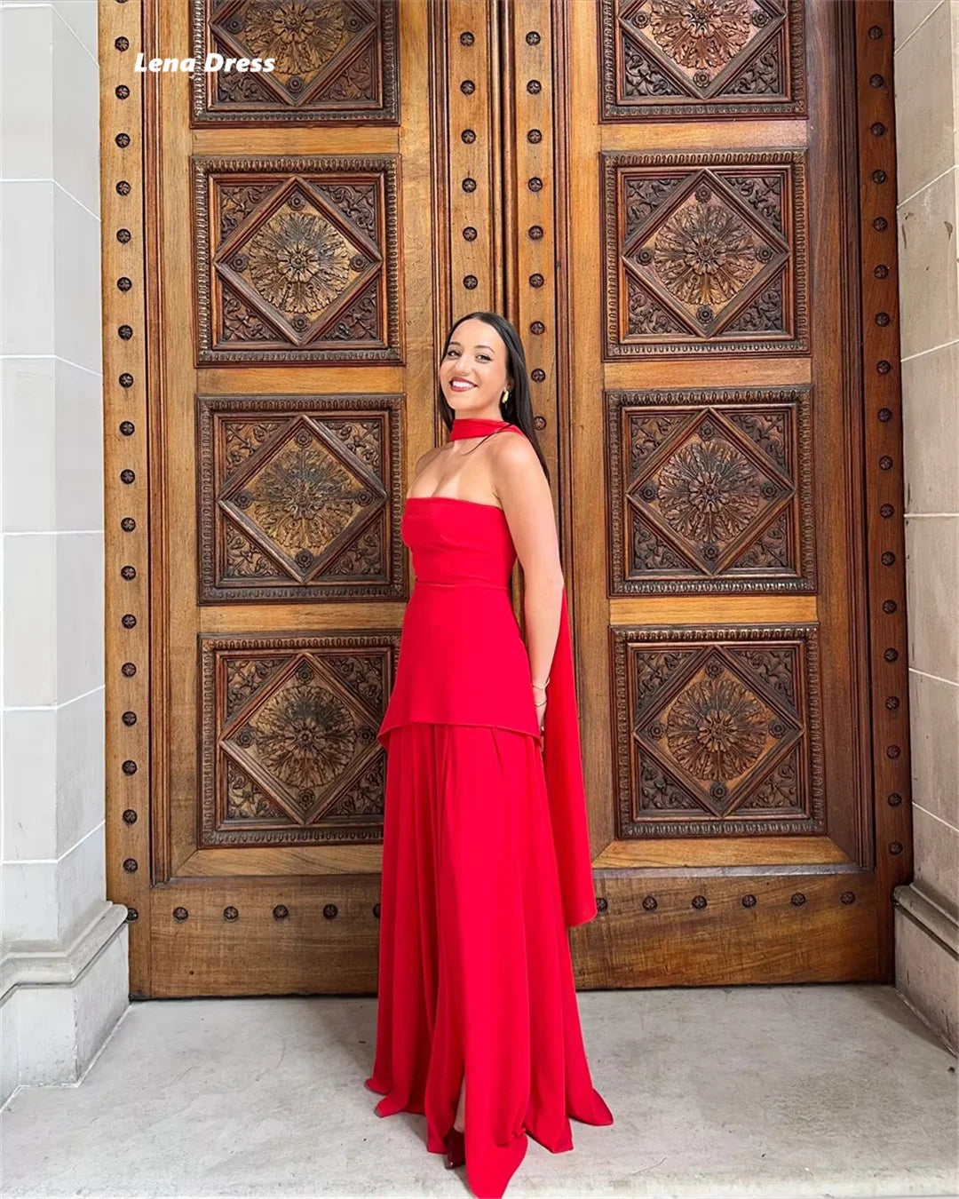 Lena Dresses for Special Events Red Elegant Prom Dresses Luxury Women Evening Dress Custom Made Off-shoulder Robes De Cocktail