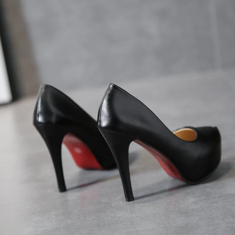 Women Shoes Red Sole High Heels Sexy Pointed Toe Red Sole 12cm Pumps Wedding Dress Shoes Nude Black Color Red Bottom High Heels