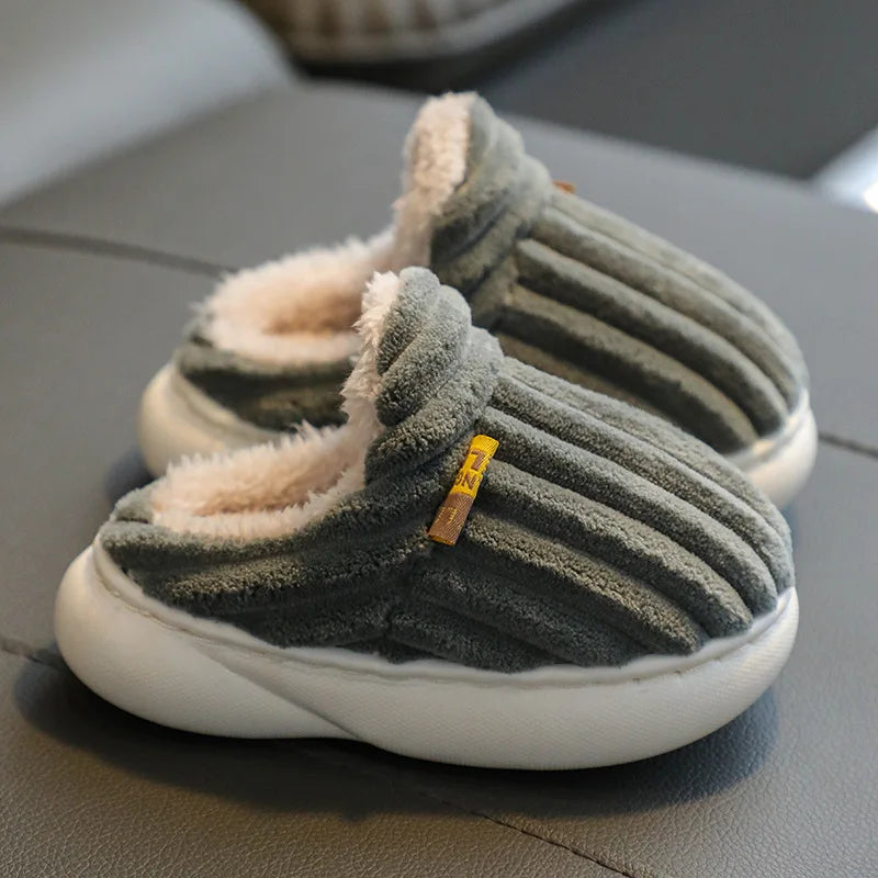 Children's Winter Plush Warm Slippers Kids Shoes Girls Boys Shoes Home Non-slip Snow Boots Student Cotton Shoes 1-10 Years