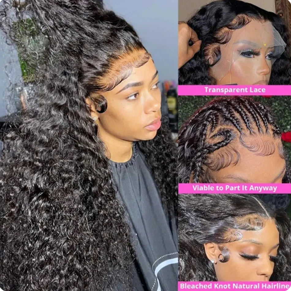 Glueless Water Wet and Wavy 13x4 Lace Closure Wigs Human Hair Lace Front Wig Human Hair Deep Wave Frontal Wigs For Black Women